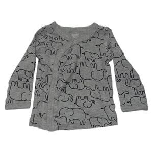 Just One You by Carter’s Long Sleeve Elephant Print Side Snap Top 9M Grey